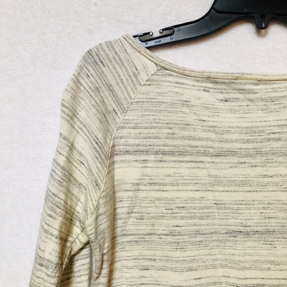 Cherish Cream & Gray Striped Half Sleeve Shirt Size Small - Picture 7 of 7